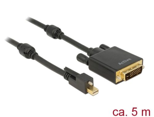 Delock Kábel mini Displayport 1.2-dugós csatlakozó csavarral > DVI-csatlakozódugó 4K 30 Hz aktív 5 m