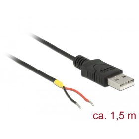   Delock Kábel USB 2.0 A-típusú csatlakozódugóval > 2 db nyitott vezetékkel, 1,5 m Raspberry Pi (DL-85664)