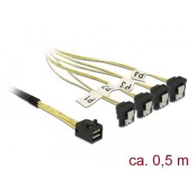   Delock Kábel Mini SAS HD SFF-8643 > 4 x SATA 7 Pin, ívelt, 0,5 m (DL-85684)