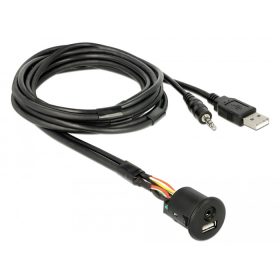   Delock kábel USB Type-A apa+3,5 mm-es 4tűs jack apa>USB Type-A anya és 3,5 mm-es, 4tűs jack anya (DL-85718)