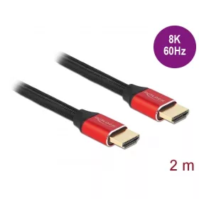   Delock Ultra nagy sebességű HDMI kábel 48 Gbps 8K 60 Hz piros 2 m tanúsítvánnyal (DL-85774)