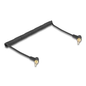   Delock Tekercselt kábel 3,5 mm 3 tűs sztereo jack apa   sztereo jack apa hajlított csavaros adapterrel 6,35 mm-hez. 75 cm (DL-85777)