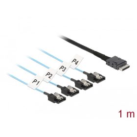   Delock Kábel OCuLink SFF-8611 > 4 x 7 tűs SATA 1 m fém (DL-85829)