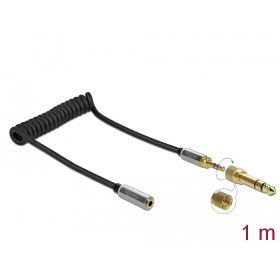   Delock Összecsavart kábelbővítmény 3,5 mm 3 tűs Sztereo Jack apa   Sztereo Jack anya 6,35 mm csavar (DL-85831)