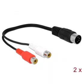   Delock DIN kábel dióda 5 tűs csatlakozó - 2 x RCA anya csatlakozó 20 cm (DL-85835)