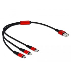   Delock 30 cm hosszú, USB töltő kábel 3 az 1-ben Lightning -, Micro USB- és USB Type-C  csatlakozásho (DL-85891)