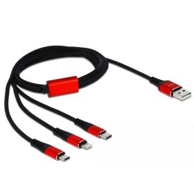   Delock 1 m hosszú, USB töltő kábel 3 az 1-ben Lightning -, Micro USB- és USB Type-C  csatlakozáshoz (DL-85892)