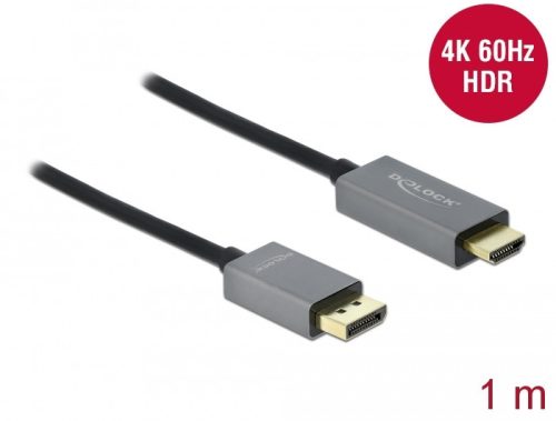 Delock Aktív DisplayPort 1.4 - HDMI kábel 4K 60 Hz (HDR) 1 méter hosszú