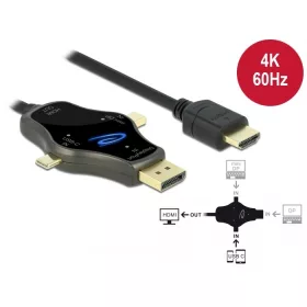   Delock 3 az 1-ben, 4K 60 Hz-s képernyő kábel USB-C , DisplayPort és mini DisplayPort bemenettel, val (DL-85974)
