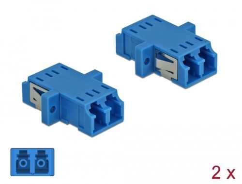 Delock LC optikai szálas csatlakozó Duplex anya - LC Duplex anya, egymódosú 2 db. kék