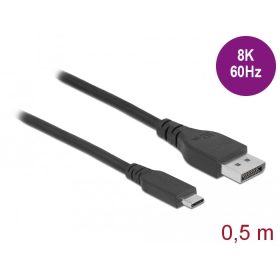   Delock Kétirányú USB Type-C  - DisplayPort kábel (DP Alt Mode) 8K 60 Hz 0,5 m DP 8K ellenőrzött (DL-86037)