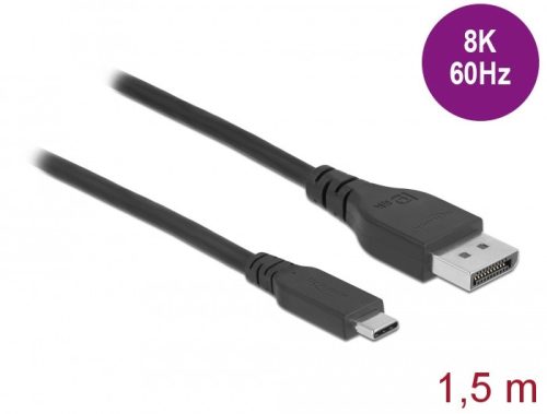Delock Kétirányú USB Type-C  - DisplayPort kábel (DP Alt Mode) 8K 60 Hz 1,5 m DP 8K ellenőrzött