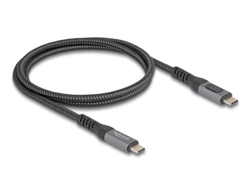 Delock USB 40 Gbps adat és gyorstöltő koax kábel 1 m hosszú, 8K 60 Hz USB PD 3.1 bővített tápszélesség 240 W