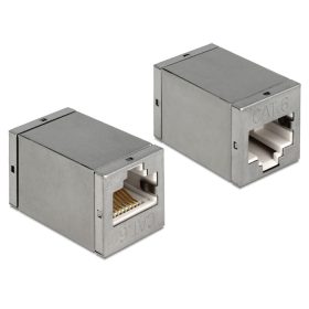   Delock Adapter, RJ45-aljzat > RJ45-aljzat, Cat.6 STP kompakt ezüst (DL-86250)