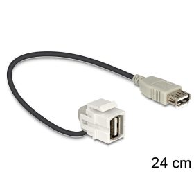   Delock Keystone modul USB 2.0 A anya > USB 2.0 A anya 110  kábellel (DL-86327)