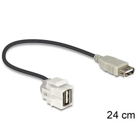   Delock Keystone modul USB 2.0 A anya > USB 2.0 A anya 250  kábellel (DL-86329)
