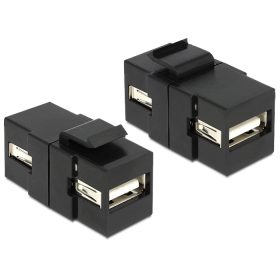   Delock Keystone modul USB 2.0 A foglalat > USB 2.0 A foglalat, fekete (DL-86367)