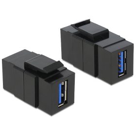   Delock Keystone modul USB 3.0 A anya > USB 3.0 A anya, fekete (DL-86369)