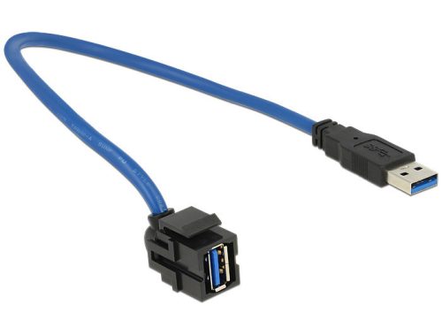 Delock Keystone modul USB 3.0 A anya > USB 3.0 A apa 250  kábellel
