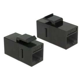   Delock Keystone modul, RJ45-aljzat > RJ45-aljzat, Cat.6 UTP, fekete (DL-86381)