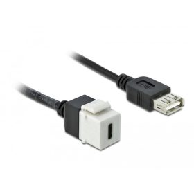   Delock Keystone modul, USB 2.0 C-csatlakozóhüvely > USB 2.0 A-csatlakozóhüvely, kábellel (DL-86391)