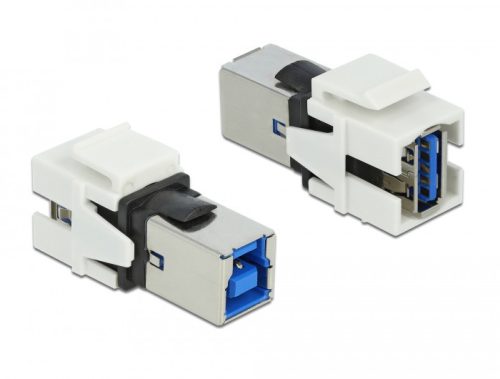 Delock Keystone modul, USB 3.0 A-csatlakozóhüvely > USB 3.0 B-csatlakozóhüvely, fehér