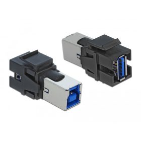   Delock Keystone modul, USB 3.0 A-csatlakozóhüvely > USB 3.0 B-csatlakozóhüvely, fekete (DL-86395)