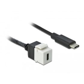   Delock Keystone modul, USB 3.0 C-csatlakozóhüvely > USB 3.0 C-csatlakozódugó, kábellel (DL-86399)