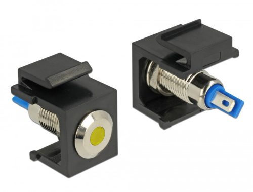 Delock Keystone 6 V-os, lapos, LED sárga, fekete