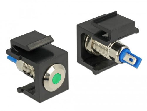 Delock Keystone 6 V-os, lapos, LED zöld, fekete