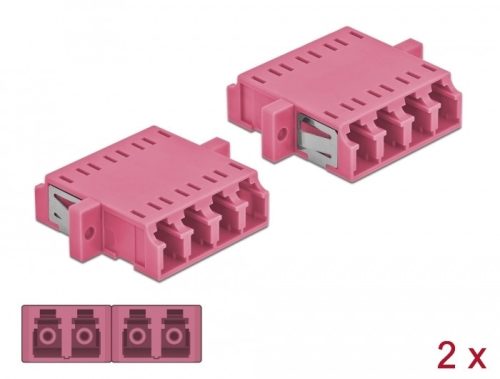 Delock LC optikai szálas csatlakozó Quad anya - LC Quad anya, multimódosú 2 db. Lila