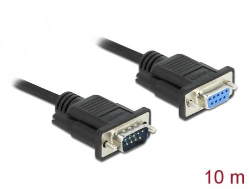 Delock Sub-D9-es, RS-232 soros kábel, apa-anya, 10 m