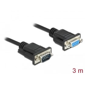   Delock Sub-D9-es, RS-232 soros kábel, apa-anya, 3 m (DL-86603)