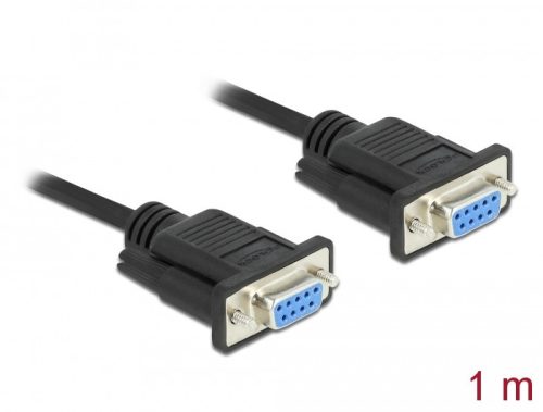 Delock Sub D9-es, null modemű, RS-232 soros kábel, anya-anya, 1 m