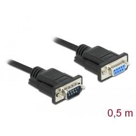   Delock Sub-D9-es, RS-232 soros kábel, apa-anya, 0,5 m (DL-86613)