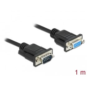   Delock Sub D9-es, null modemű, RS-232 soros kábel, apa-anya, 1 m (DL-86615)