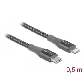   Delock Adat- és töltőkábel USB Type-C  - Lightning  iPhone , iPad  és iPod  készülékhez szürke 0,5 m (DL-86630)