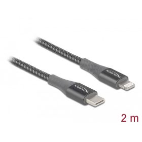   Delock Adat- és töltőkábel USB Type-C  - Lightning  iPhone , iPad  és iPod  készülékhez szürke 2 m M (DL-86632)