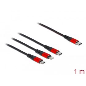   Delock 1 m hosszú, USB töltő kábel 3 az 1 USB Type-C  apa Lightning -, Micro USB- és USB Type-C (DL-86711)