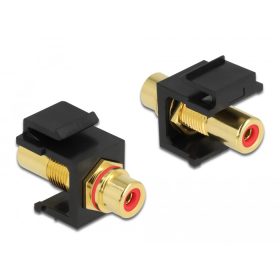   Delock Keystone modul, RCA-csatlakozóhüvely > RCA-csatlakozóhüvely, aranyozott, piros / fekete (DL-86744)