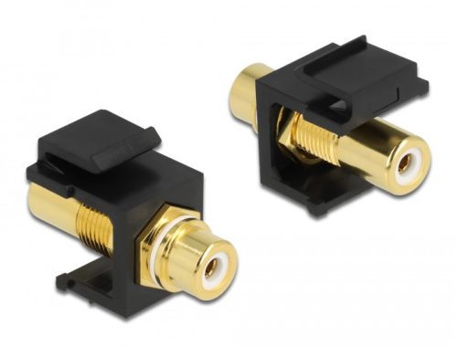 Delock Keystone modul, RCA-csatlakozóhüvely > RCA-csatlakozóhüvely, aranyozott, fehér / fekete