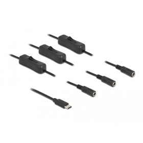   Delock USB Type-C  apa   3 db. DC 5,5 x 2,1 mm anya csatlakozójú, 1 méter hosszú kábel (DL-86801)