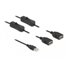   Delock USB A-típusú kábel apa   2 db. USB A-típusú anya kapcsolóval ellátott, 1 m (DL-86803)