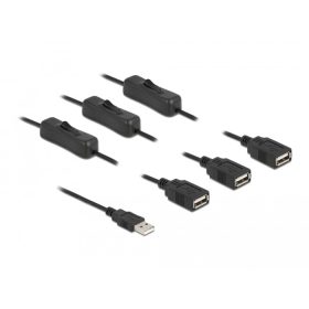   Delock USB A-típusú kábel apa   3 db. USB A-típusú anya kapcsolóval ellátott, 1 m (DL-86804)