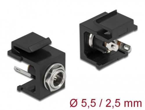Delock Keystone modul, DC 5,5 x 2,5 mm-csatlakozóhüvely, fekete