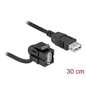   Delock Keystone modul, USB 2.0 A-csatlakozóhüvely 110  > USB 2.0 A-csatlakozóhüvely, kábellel fekete (DL-86869)