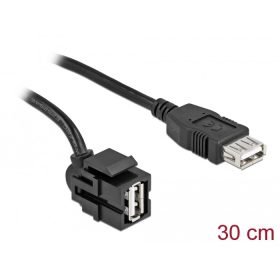   Delock Keystone modul, USB 2.0 A-csatlakozóhüvely 250  > USB 2.0 A-csatlakozóhüvely, kábellel fekete (DL-86870)