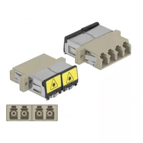   Delock LC optikai szálas csatlakozó Párosító lézervédő zárral / borítással Duplex anya - LC Quad any (DL-86904)
