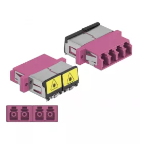   Delock LC optikai szálas csatlakozó Párosító lézervédő zárral / borítással Quad anya - LC Quad anya, (DL-86906)