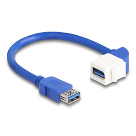   Delock Keystone modul USB kábel 5 Gbps A-típusú USB anya - A-típusú USB anya 90 -ban hajlított 20 cm, kék (DL-86964)